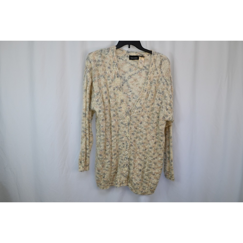 Paul Harris Marbled Ivory Mohair Blend Cardigan Sweater Vintage NWT Large